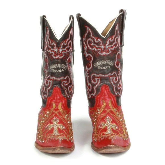 Vintage Western Boots Red Embroidery Innovation Mexico Women's size appx 6.5 / 7 - Picture 3 of 11